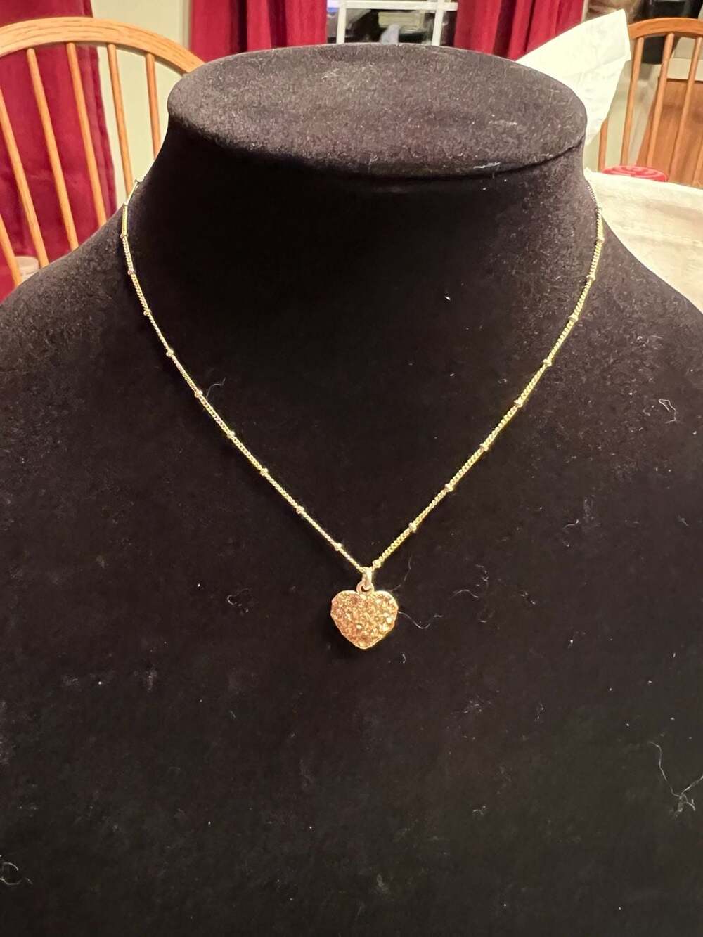 Fossil Gold Tone Heart Pendant Necklace with Key and Lock Charms